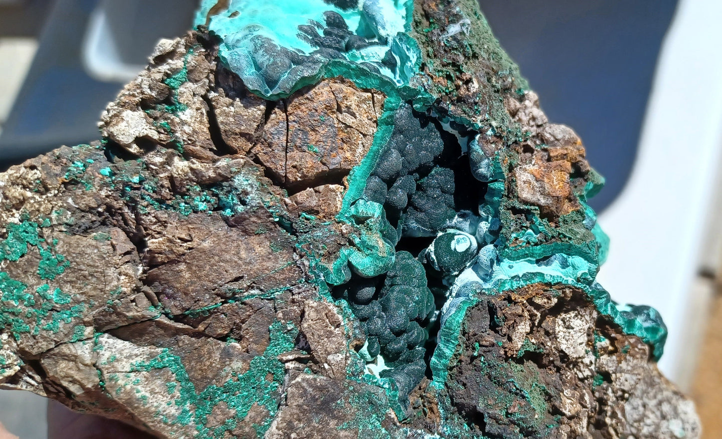 Wild Malachite and Shattuckite specimen