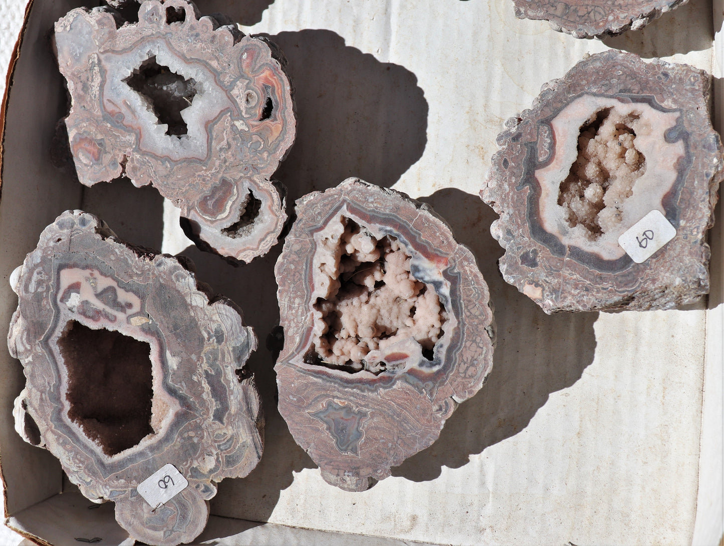 10 count flat of $60 Baker Ranch thunderegg halves